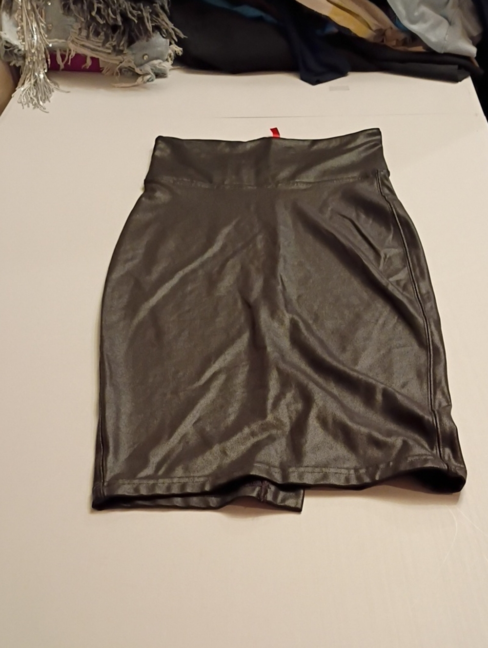 SPANX Black Faux Leather Pencil Skirt